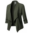 thumbnail image 1 of Plus Size Blazer  Dressy Solid Pleated Long Sleeve Suit Slim Open Front Lapel Cardigan  Work Office Coat, 1 of 3