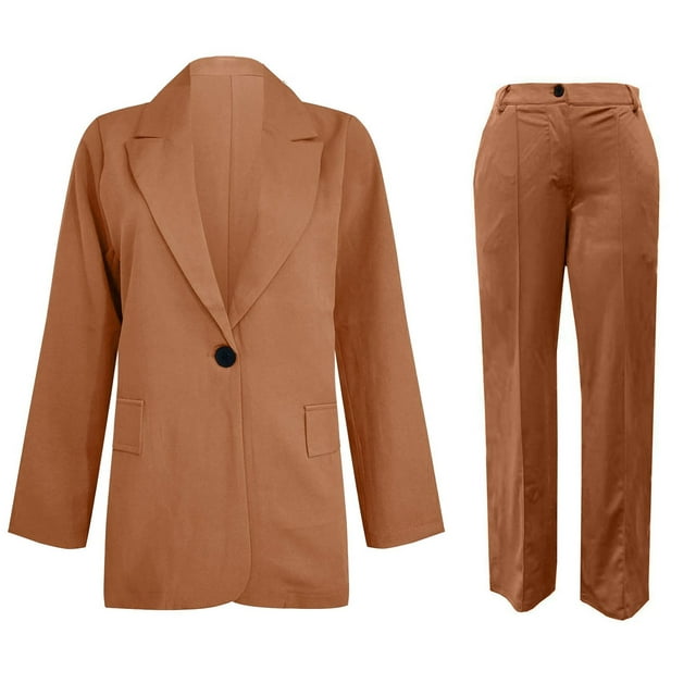 Plus Size Blazer Sets for Women 2 Piece Outfits Office Solid Suits ...