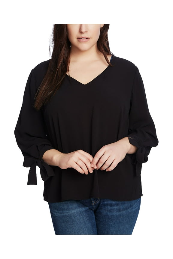 Plus Size Blouse With Ties Night Shade 1X
