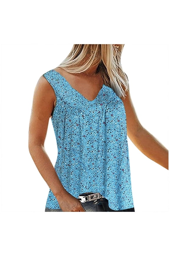Plus Size Blouse for Women Fashion Casual Solid Color Printing V-Neck Sleeveless Sleeve Ruched Tunic Tee Summer Camisas De Mujer T-Shirt Tops