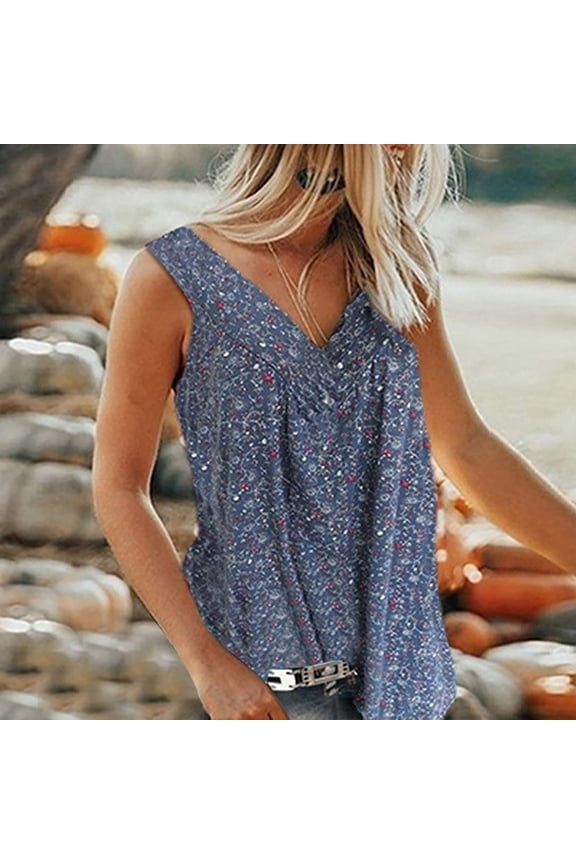 Plus Size Blouse for Women Fashion Casual Solid Color Printing V-Neck Sleeveless Sleeve Ruched Tunic Tee Summer Camisas De Mujer T-Shirt Tops