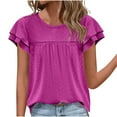 thumbnail image 1 of Plus Size Blouse for Women Sawvnm Fashion Women Short Sleeve Garment Comfortable Breathable Round-Neck Blouses Tops for Women Hot Pink XL, 1 of 8
