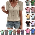 thumbnail image 1 of Plus Size Blouse for Women Ndbuld Womens Fashion Summer Short Sleeve Round-Neck Solid Casaul Tops T-shirt for Women Khaki XL, 1 of 5