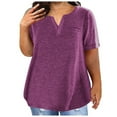 thumbnail image 1 of Plus Size Blouse for Women Sexy V-Neck Casual Loose Fit Summer Short Sleeve Top Comfortable Breathable Solid Color T-Shirt, 1 of 7