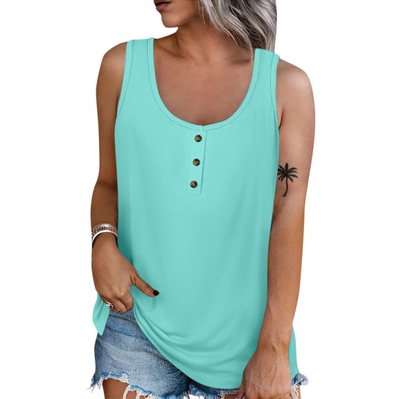 Plus Size Blouse for Women Women Summer Sleeveless Casual Solid Color O Neck T Shirt Tops Blouse