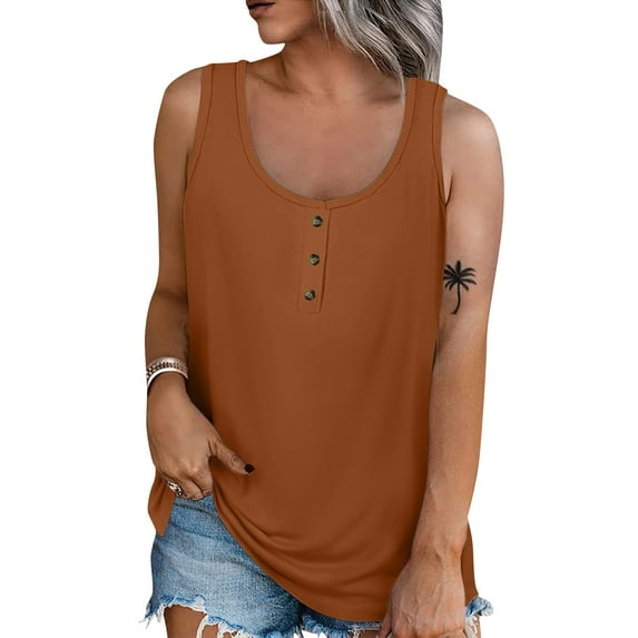 Plus Size Blouse for Women Women Summer Sleeveless Casual Solid Color O Neck T Shirt Tops Blouse