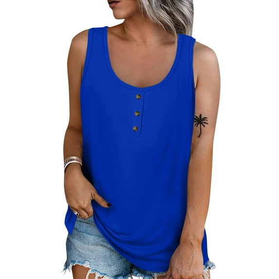 Plus Size Blouse for Women Women Summer Sleeveless Casual Solid Color O Neck T Shirt Tops Blouse