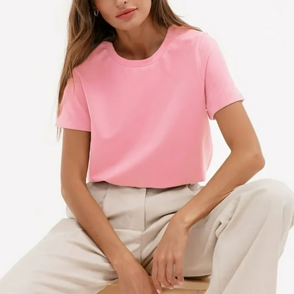 Plus Size Blouse for Women Women's Fashion Casual Round Neck Short Sleeve T-Shirt
