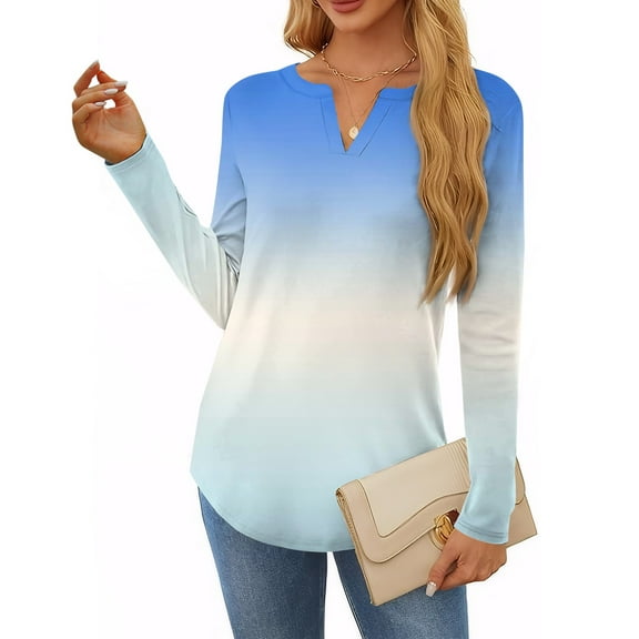 Plus Size Blouse for Women Women's T Shirt Tee Print Long Sleeve Daily Weekend Fashion Basic V Neck Regular Top