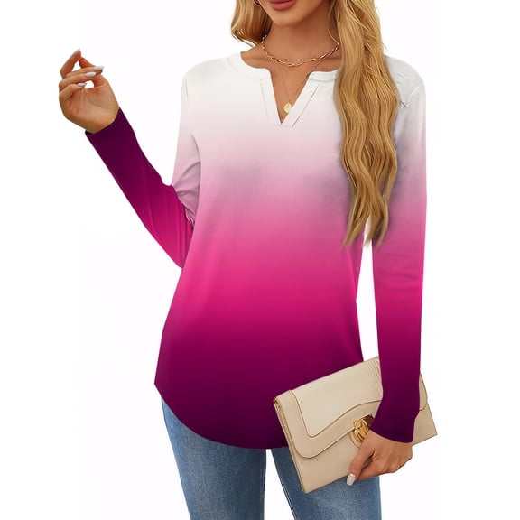 Plus Size Blouse for Women Women's T Shirt Tee Print Long Sleeve Daily Weekend Fashion Basic V Neck Regular Top