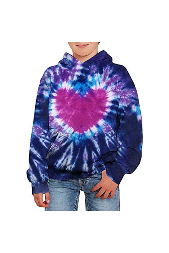 Plus Size Blouses 3/4 Sleeve Hoodies for Teen Girls Cute Trendy Youth Long Sleeve Oversized Hooded Sweatshirts Tween Tops Winter Preppy Clothes Tie Dye
