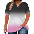thumbnail image 1 of Plus Size Blouses Top for Women Casual V-Neck Fashion Gradient Color Short Sleeve T-shirt Summer Loose Breathable Oversized Pullover Tops White 5XL, 1 of 5