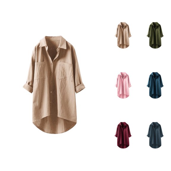 Plus Size Blouses for Women – 3/4 Sleeve Button Down Blouse Casual and Classy Work Tops for Spring or Fall Womens Button Down Shirts Solid Classic Long Sleeve Work Blouses Tops