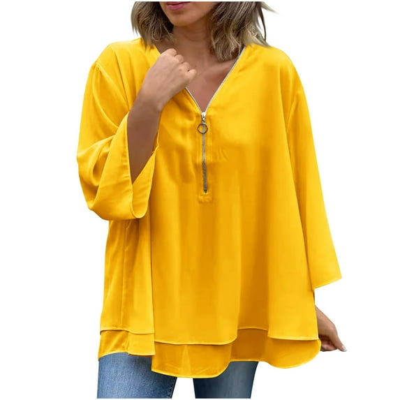 Plus Size Blouses for Women Casual Long Sleeved Solid Color Ladies Large Size Loose Chiffon Shirt