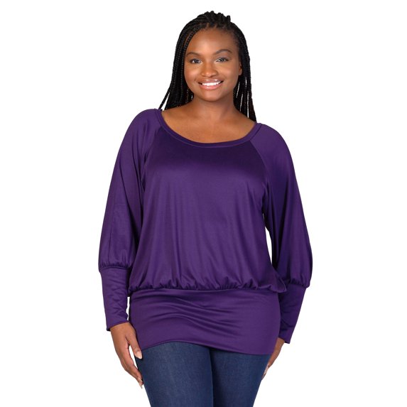 Plus Size Blouson Sleeve Banded Bottom Top