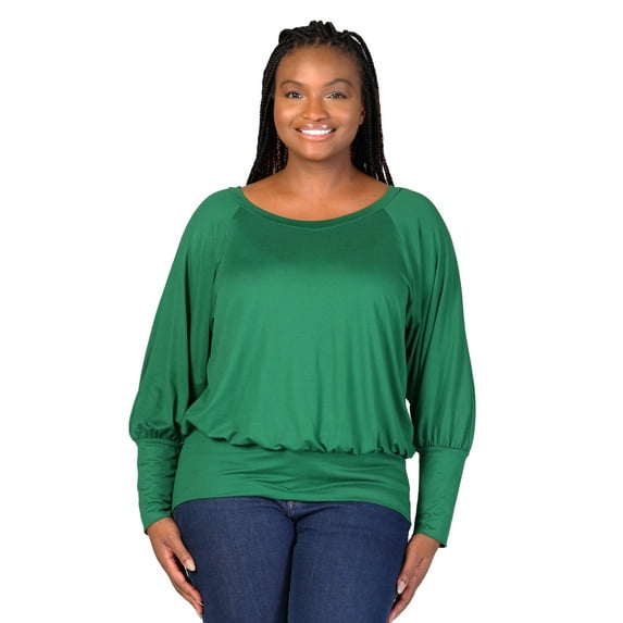Plus Size Blouson Sleeve Banded Bottom Top