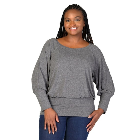 Plus Size Blouson Sleeve Banded Bottom Top