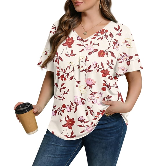 Plus Size Blusas Elegantes Para Mujer, Womens Spring Summer Short Sleeve Tops Trendy Button Down V Neck Henley T Shirts Casual Cute Basic Graphic Blouses, Light pink XL
