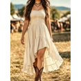thumbnail image 1 of Plus Size Bohemian Asymmetrical Ruffle Hem Cami Dress Apricot, 1 of 3
