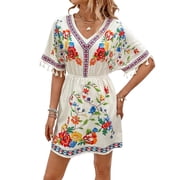 slim fit dress slacks Fiesta Printed Blue Dress – Cielito Lindo main image 0