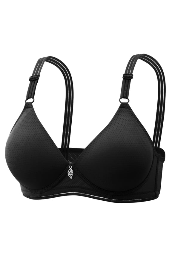Plus Size Bra, Plunge V Neck Wirefree Bra Soft Comfy Wirefree Front Closure Lightweight Deep V Bra Full Coverage Supportive Bra Bust Shaping Wirefree Bra Thin Underwear, Black