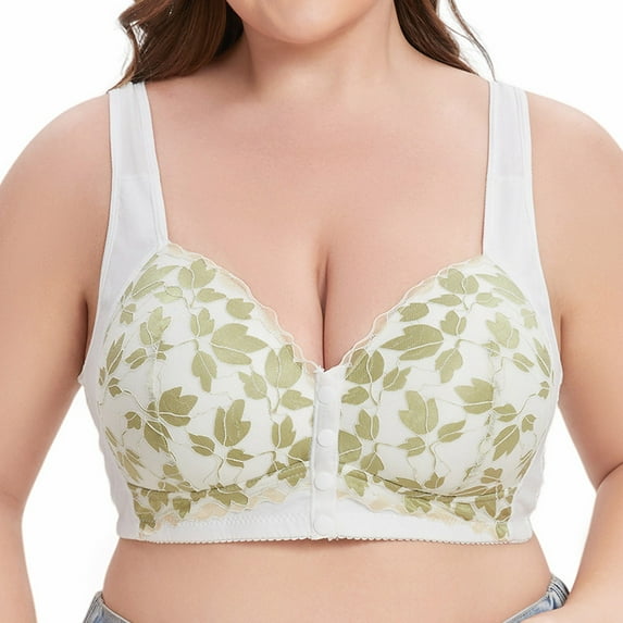 Plus Size Bra No Underwire Vest Style Lace Front Button Bra Women Bras plus Size Sexy Women Bras Wireless Bra's for Women Thin Bras for Women Women Bras Wireless Padded Padded Bra No Underwire