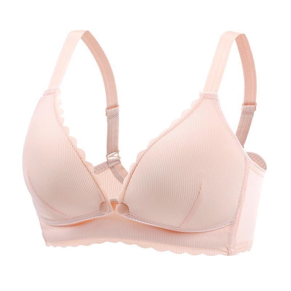 Plus Size Bra Women Back-Smoothing Bra Feature V-Neck Demi & Balconette Bra Style W-70 Front Closure Closure Workout Bra Beige XXL