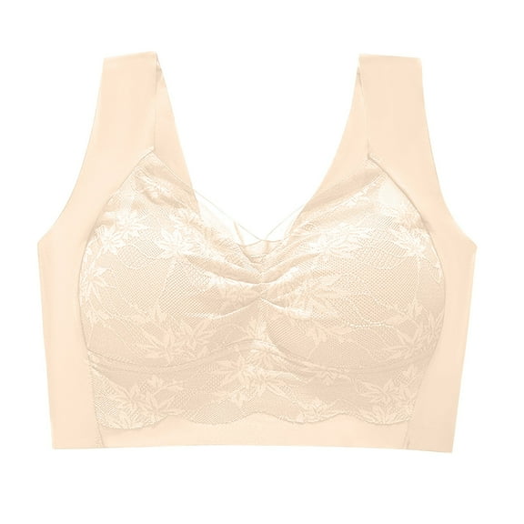 Plus Size Bra for Women Wireless Lace Full Coverage Bras Wide Strap Padded Lift Support Bra Comfort Everyday Bras