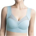 thumbnail image 1 of Plus Size Bralette New Womens Seamless Bras Wireless Push up Lace Bras Comfort Wirefree Shaper Bra Sleep Yoga Bralette Stretch Bras Wireless Seamless Bra Light Blue, 1 of 7