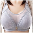 thumbnail image 1 of Plus Size Bralettes for Women Plus Size Pullover Bra Everyday Underwear Solid Color Thin Bra V-Neck Full-Coverage Bra Feature Hook and Eye Closure Nursing Bra Style Y-18 , Blue 100, 1 of 2