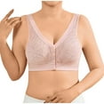 thumbnail image 1 of Plus Size Bras For Older Women No Underwire Front Closure Bra Breathable Full Coverage Comfortable Bralette Push Up Bra (4XL, Pink), 1 of 8