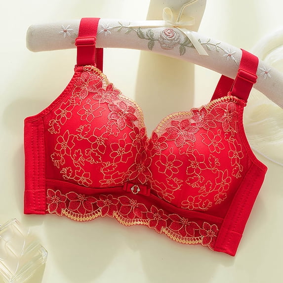 Plus Size Bras for Women Jelly Cup Lace Push Up Wirefree Bra Seamless Full Coverage Underarm Compression Adjustable Multiway Straps Casual Support Bra