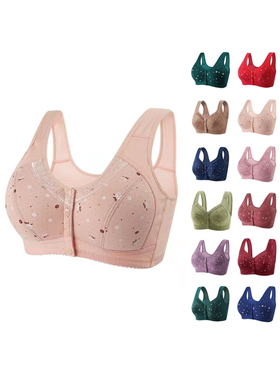 Plus Size Bras for Women Sawvnm Woman's Comfortable Lace Breathable Bra Underwear No Rims Push Up Wire Free Everyday Full Coverage Comfortable Underwear Bras
