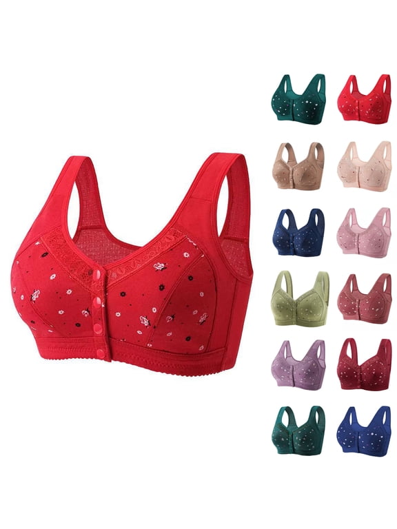 Plus Size Bras for Women Sawvnm Woman's Comfortable Lace Breathable Bra Underwear No Rims Push Up Wire Free Everyday Full Coverage Comfortable Underwear Bras