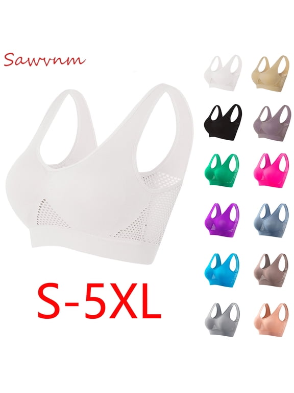 Plus Size Bras for Women Sawvnm Women Seamless Sports Bra Wirefree Yoga Bra With Removable Pads Push Up Wire Free Everyday Full Coverage Comfortable Underwear Bras