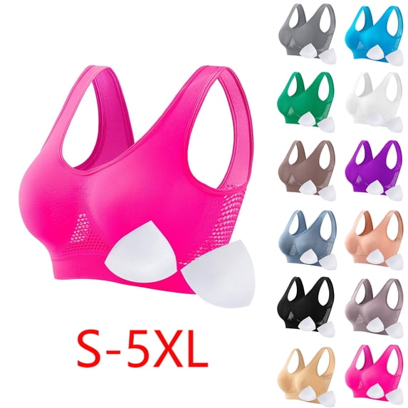 Plus Size Bras for Women Sawvnm Women Seamless Sports Bra Wirefree Yoga Bra With Removable Pads Push Up Wire Free Everyday Full Coverage Comfortable Underwear Bras