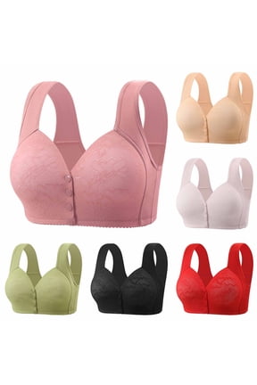 Plus Size Bras for Women Snap Front Closure Lift Bra for Older Women Breathable Wireless Everyday Bralettes Wide Straps Push Up Bras for Large Breast Gray Bras,Size 36-50