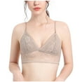 thumbnail image 1 of Plus Size Bras Women No Underwire Bra Thin Cup Comfortable Lace Underwear V-Neck Full-Coverage Bra Feature Hook and Eye Closure Soft Bra Style Y-490 , Khaki M, 1 of 7
