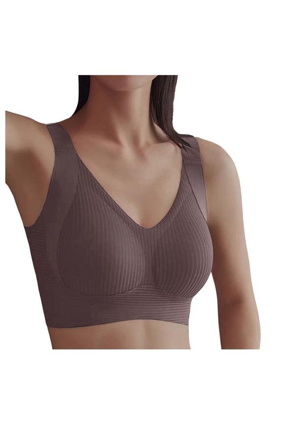 Plus Size Bras for Women No Underwire Full Coverage Everyday Bra Comfortable Wireless Padded Sports Push Up Adjustable Ultra Comfy Breathable Ribbed Seamless Bralettes