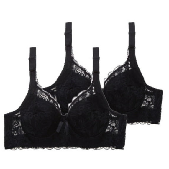 Plus Size Bras for Women Wireless Hontri Wireless Padded Bras Women's 2Pc Bra Casual Fashion Large Size Bra Slim Spongeless Sponge Underwear Sexy Lace Bra