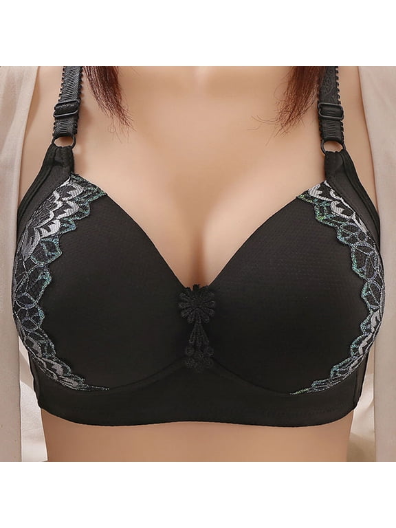 Plus Size Bras For Women Wireless Plus Size Lace Side Support Push Up Thin Everyday Wear Comfortable Supportive Stylish Design For All Day Everyday Wear