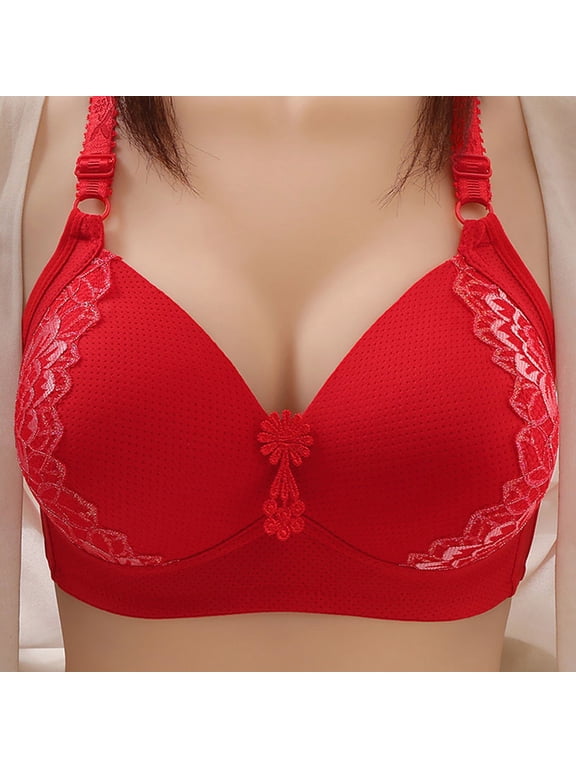 Plus Size Bras For Women Wireless Plus Size Lace Side Support Push Up Thin Everyday Wear Comfortable Supportive Stylish Design For All Day Everyday Wear