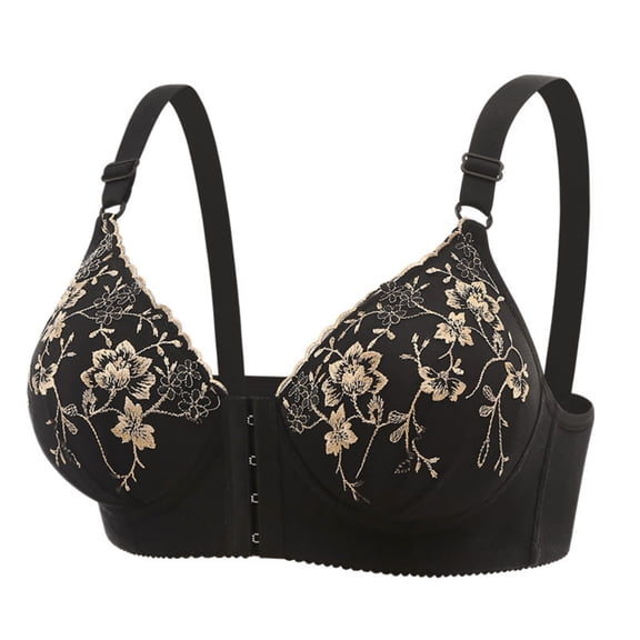 Plus Size Bras for Seniors Womens, Front Closure Comfortable Lingerie, Push up Wireless Bralette