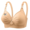 thumbnail image 1 of Plus Size Bras for Women 2025 Breathable Daily Underwear Small Print Bra Beige XS-4XL, 1 of 4