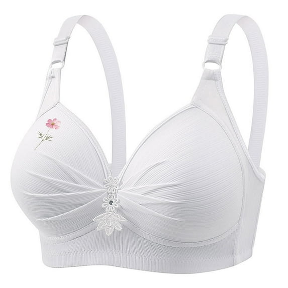 Plus Size Bras for Women 2025 Breathable Daily Underwear Small Print Bra White XS-4XL