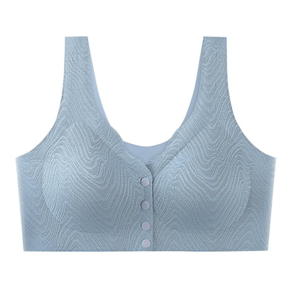 Plus Size Bras for Women 2025 Lace Fashion Thin Style Ventilate Front Buckle Bra Without Steel Rim Blue M-3XL