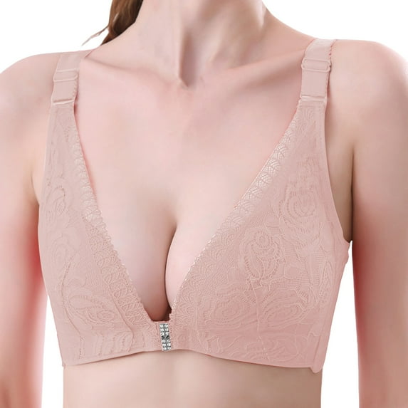 Plus Size Bras for Women, Audhol Women's Front Closure Elastic Large Shaping Bra Womens Bras Push Up Beige 95C