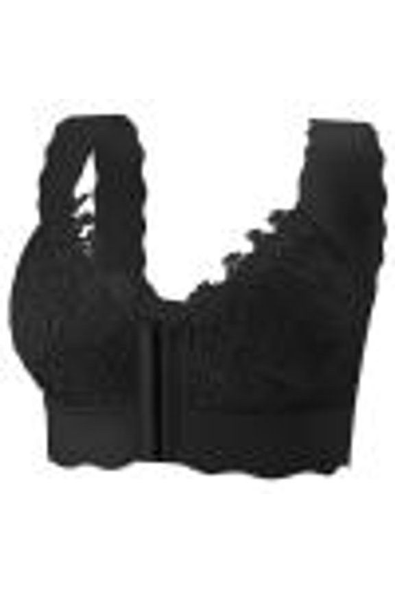 Plus Size Bras for Women Front Closure Lace Lettuce Trim Full Coverage Seamless T-Shirt Bralettes without Pads XL-5XL