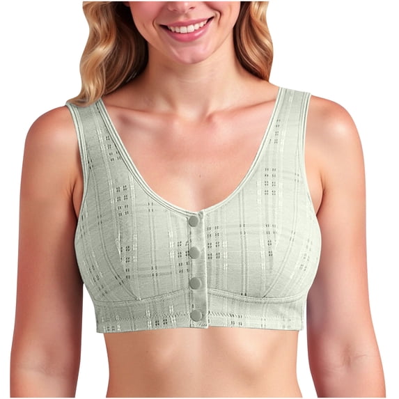 Plus Size Bras for Women, Front Closure No Underwire Full Cup Brassiere, Padded Support Everyday Bralette