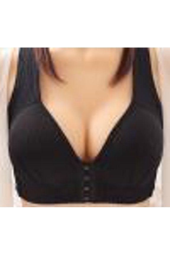 Plus Size Bras for Women Front Closure Ribbed Push Up High Impact Padded Sports Gym Workout Bras